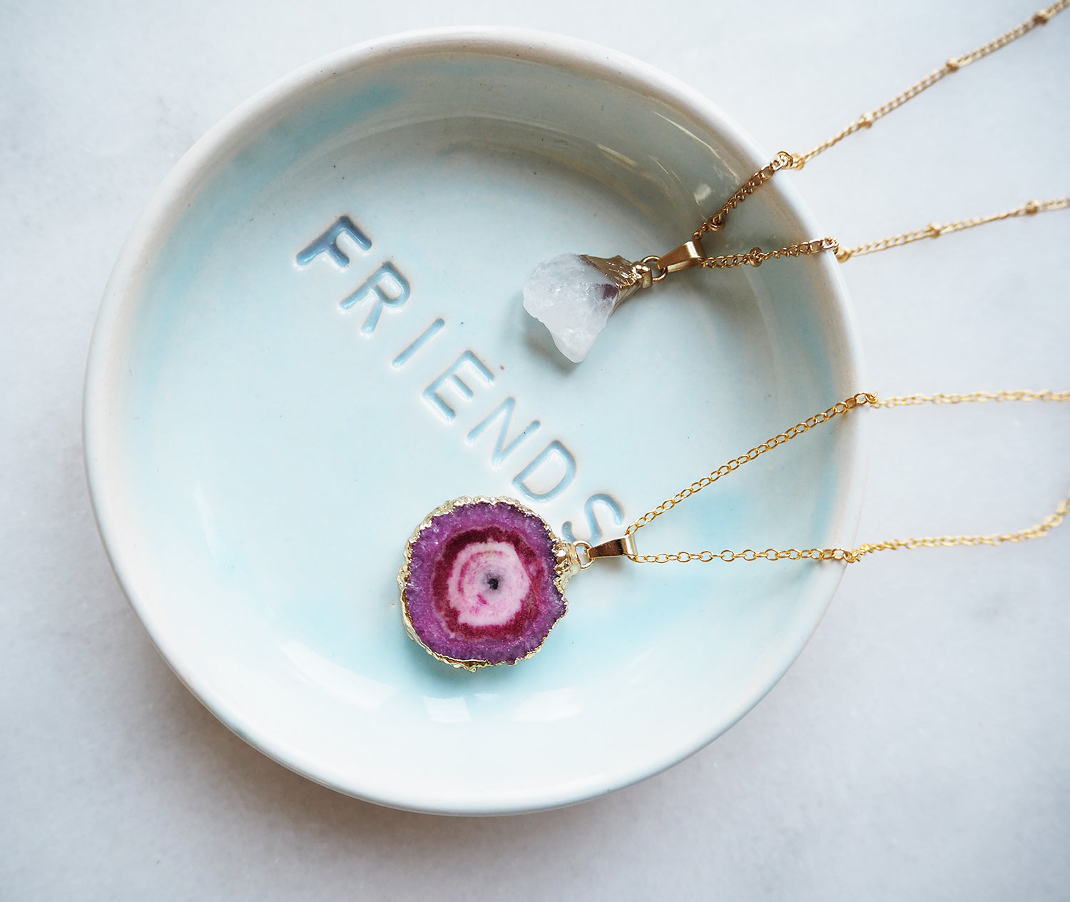 Pink Druzy Agate Necklace for Love & Positivity