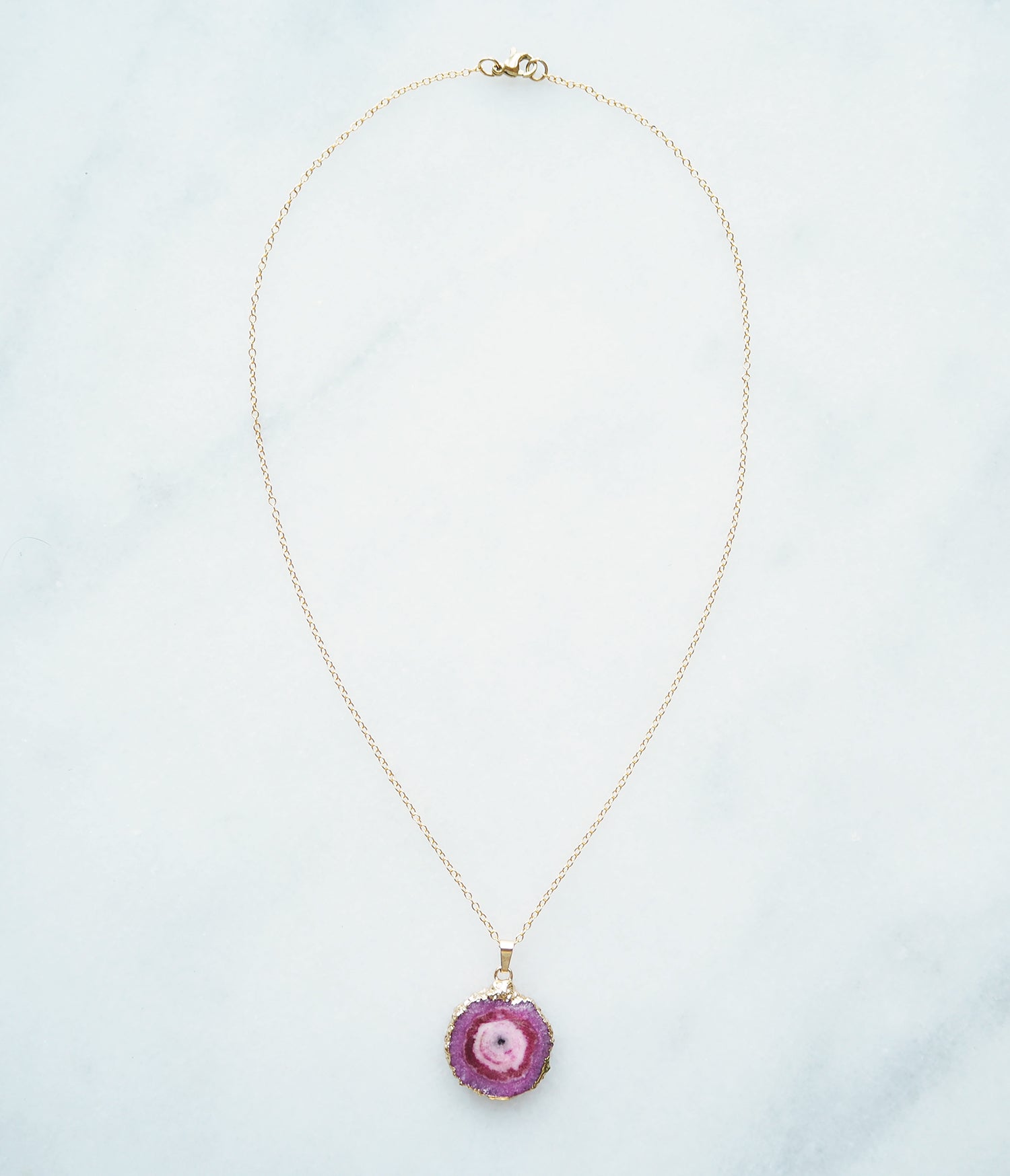 Pink Druzy Agate Necklace for Love & Positivity