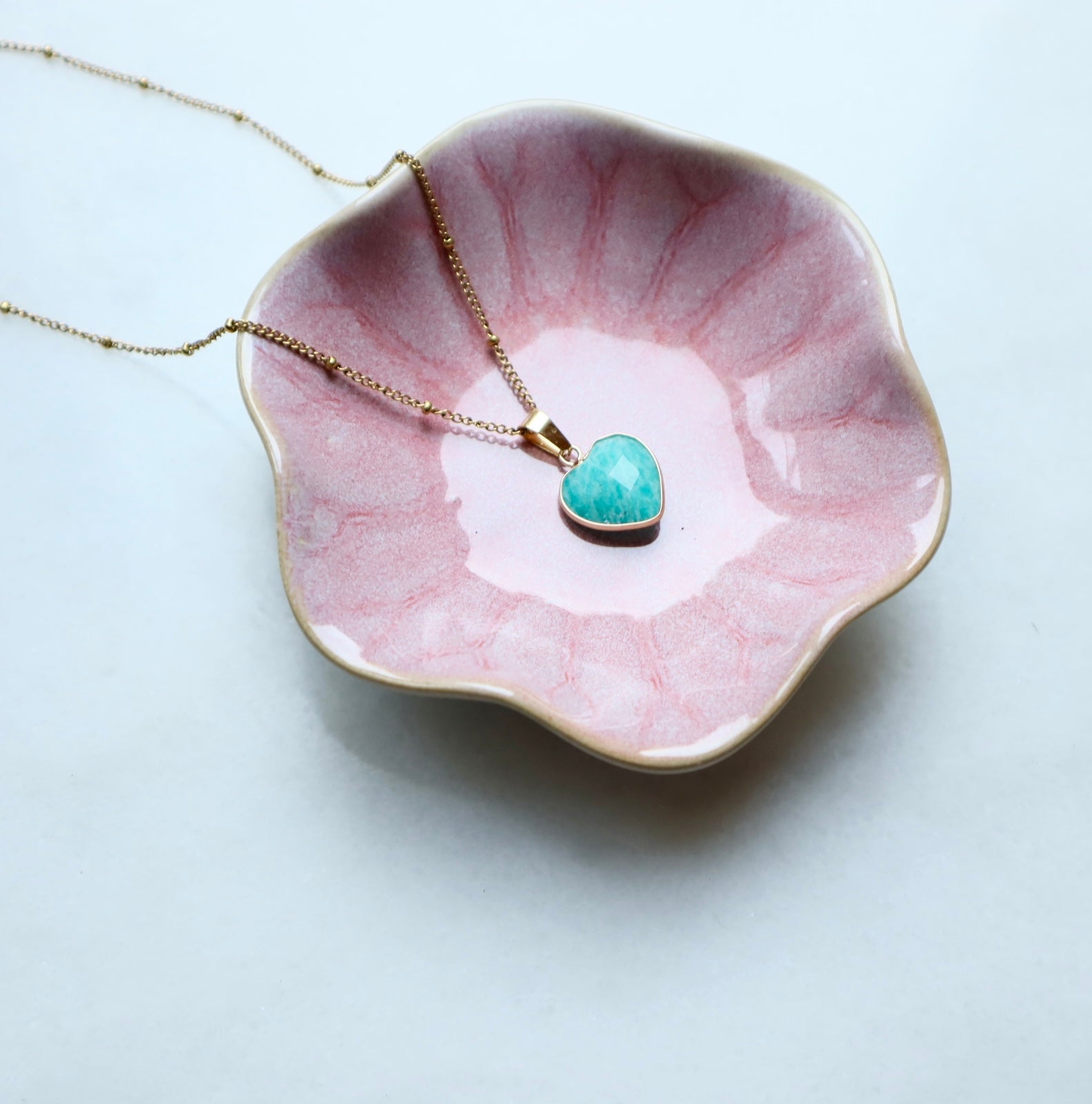 Amazonite Heart Necklace for Happiness &amp; Confidence