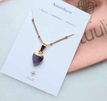 Amethyst Heart Necklace - Small