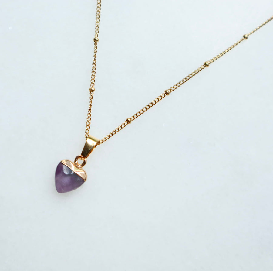 Amethyst Heart Necklace - Small