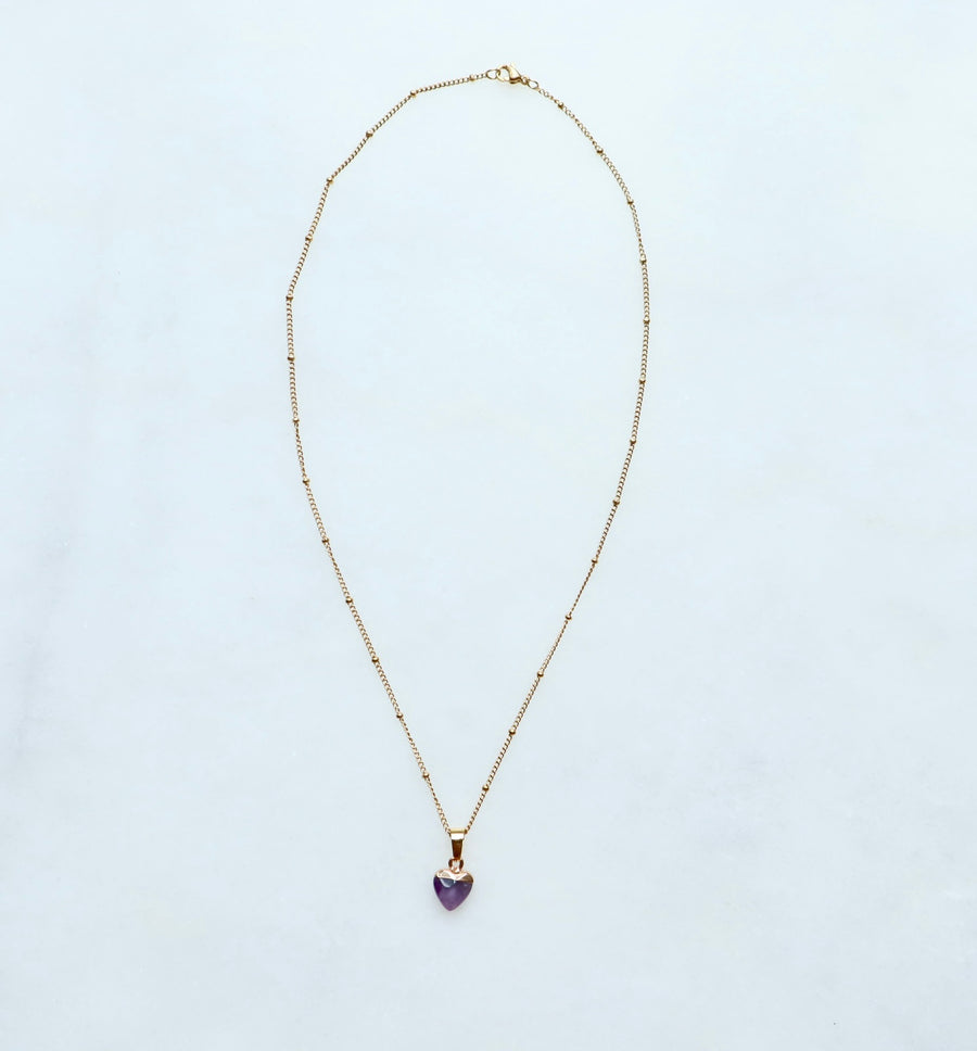 Amethyst Heart Necklace - Small