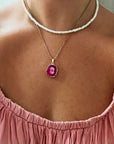 Pink Druzy Agate Necklace