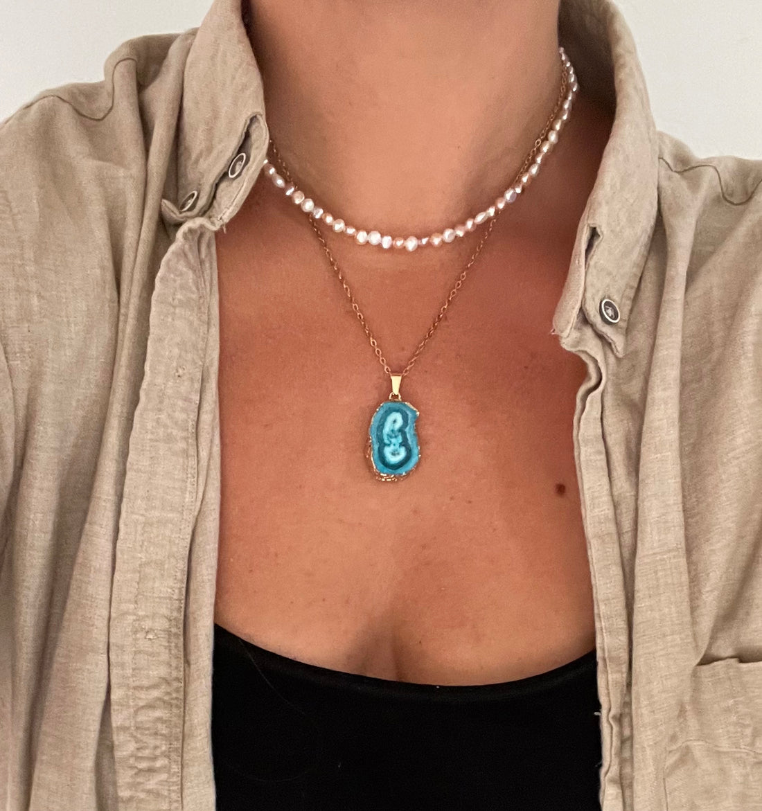 Turquoise Druzy Agate Necklace