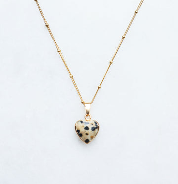 Dalmatian Jasper Heart Necklace