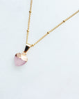 Rose Quartz Heart Necklace - S