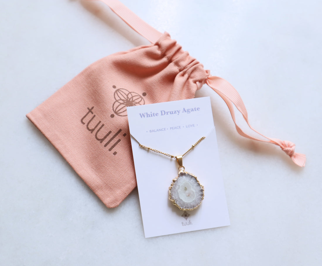 White Druzy Agate Necklace