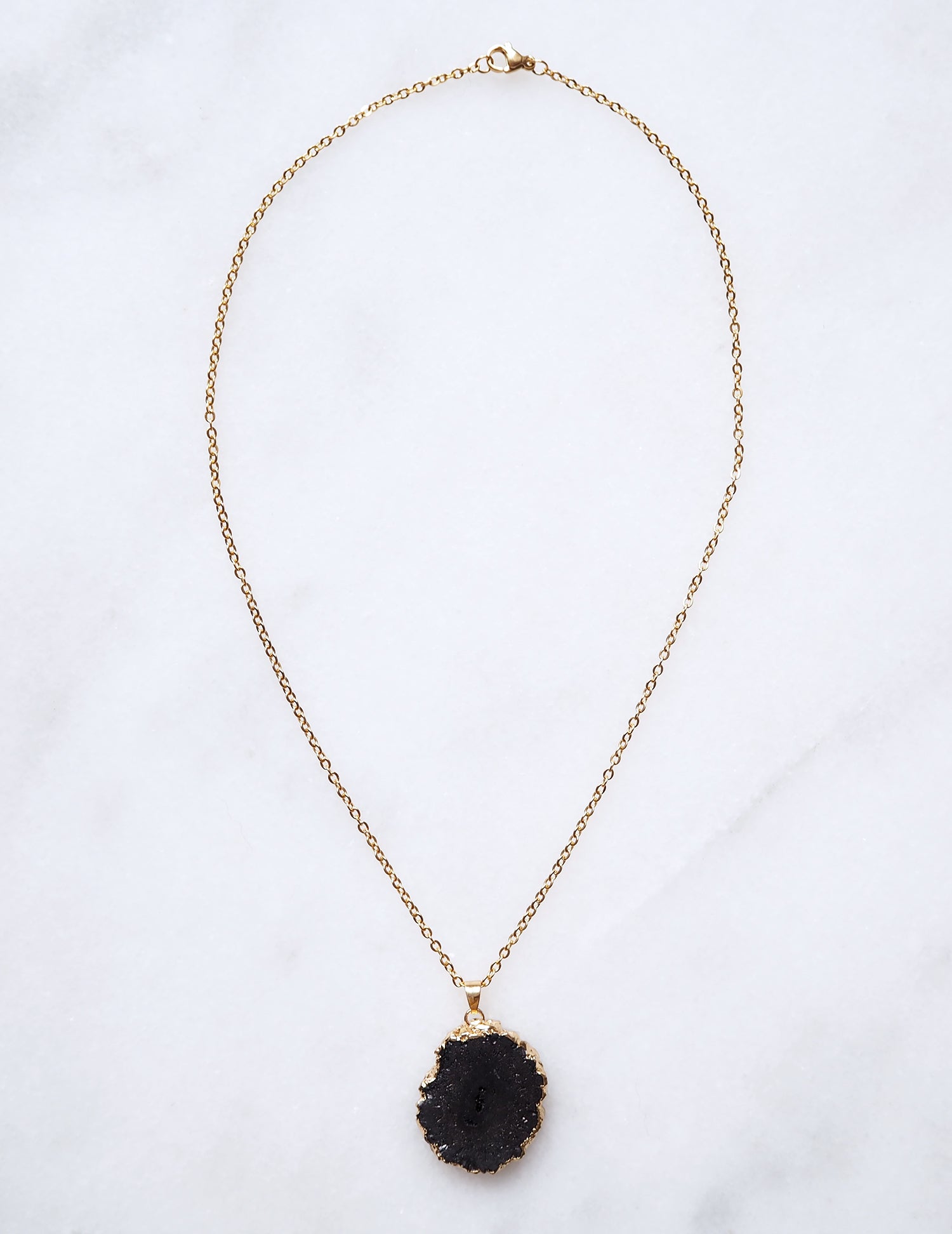 Black Druzy Agate Necklace