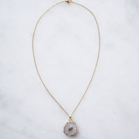 White Druzy Agate Necklace