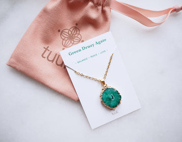 Green Druzy Agate Necklace