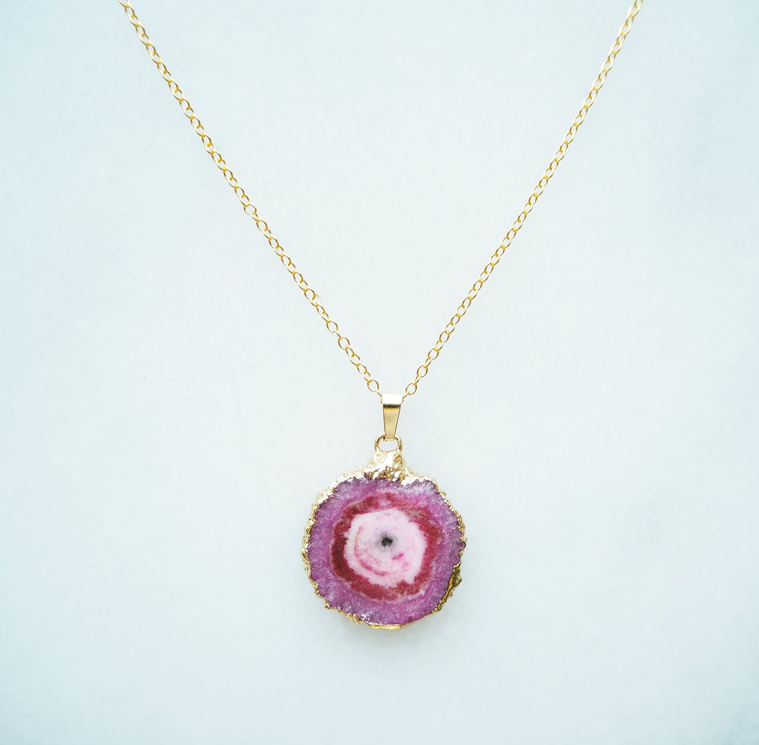 Pink Druzy Agate Necklace