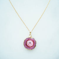 Pink Druzy Agate Necklace