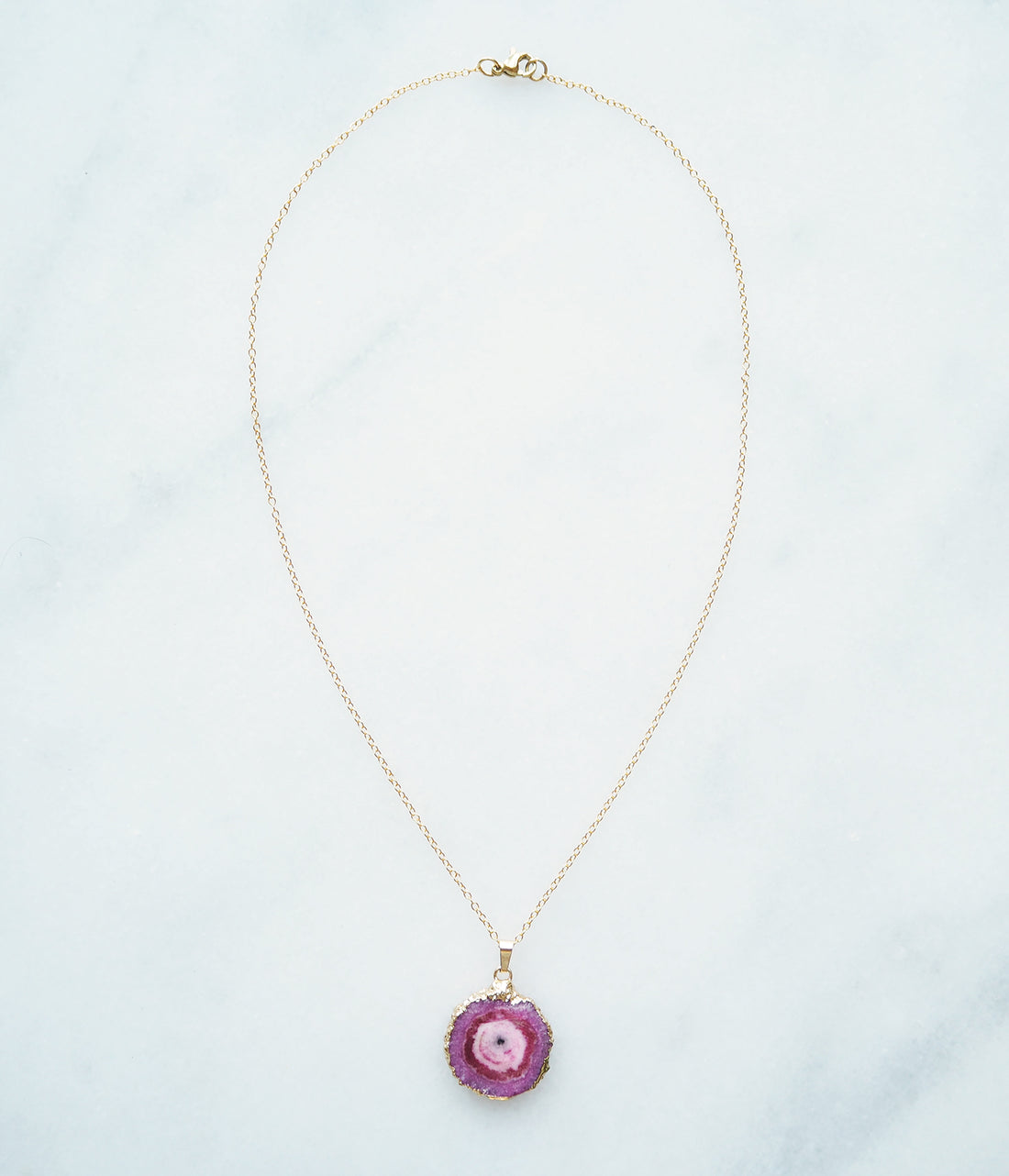 Pink Druzy Agate Necklace